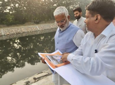 Inspected newly constructed wetland by Agra Canal Okhla.